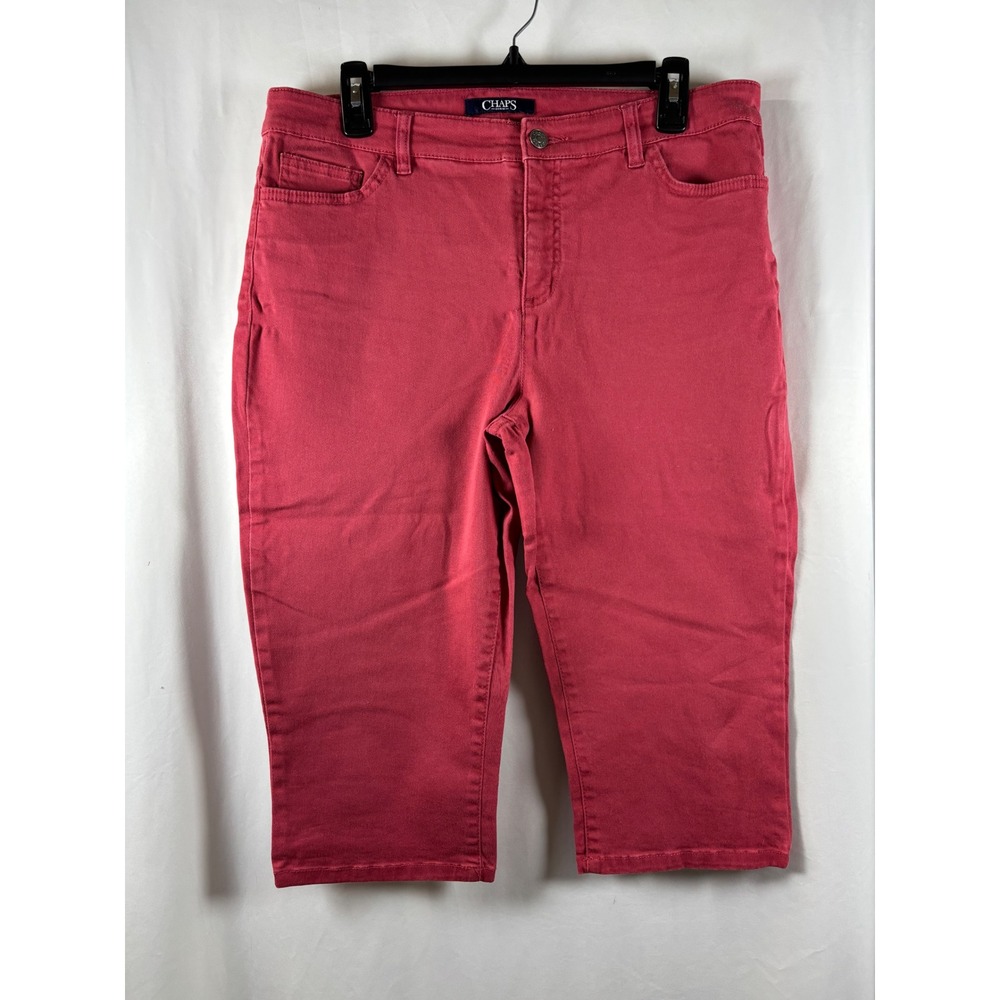 Chaps Denim Womens Size 12 Coral Pink Capri Pants Stretch Cropped Jeans Trousers